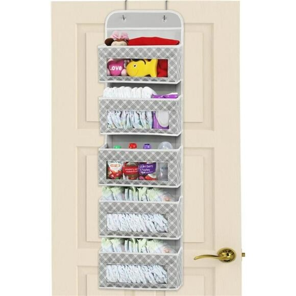 Over Door Hanging Pocket Organizer with Clear Windows Closet Nursery Storage - Picture 6 of 6
